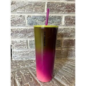 Starbucks 2022 Fall Pink‎ Yellow Stainless Venti Tumbler 24oz Cup